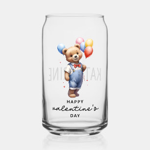 Verre Canette Ours en aquarelle personnalisé pour la Saint-Valen