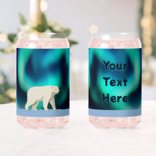 Verre Canette Ours polaire mignon et aurores boréales