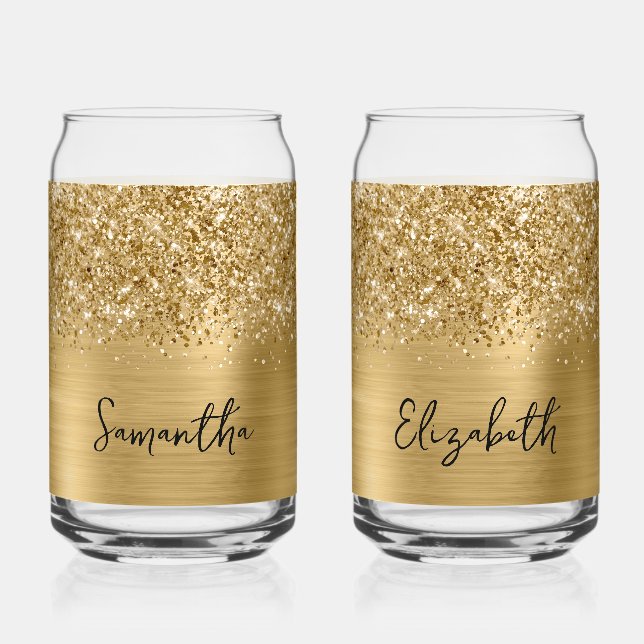 Verre Canette Pailleté Nom Glam Or (Recto)