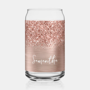 Verre Canette Pailleté Rose Gold Glam Nom