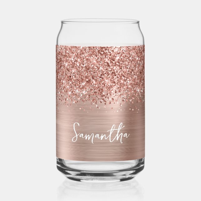 Verre Canette Pailleté Rose Gold Glam Nom (Recto)