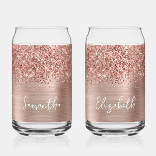 Verre Canette Pailleté Rose Gold Glam Nom