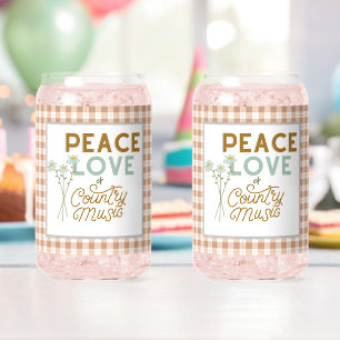 Verre Canette Paix Amour et Musique Country