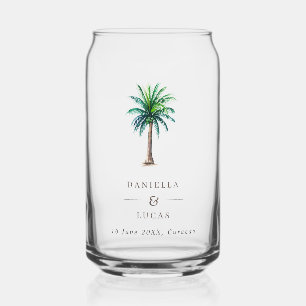 Verre Canette Palm Tree Destination Mariage Noms et Date