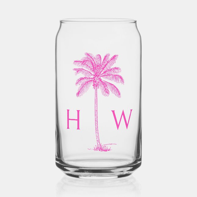 Verre Canette Palmier rose Monogramme (Recto)