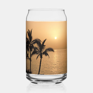 Verre Canette Palmiers et coucher de soleil romantique