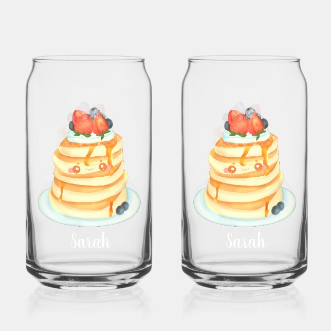 Verre Canette Pancakes Fluffeux Au Sirop D'Érable, Fruits Et Crè (Verso)