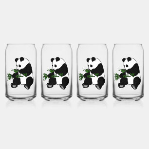 Verre Canette Panda géant mange du bambou
