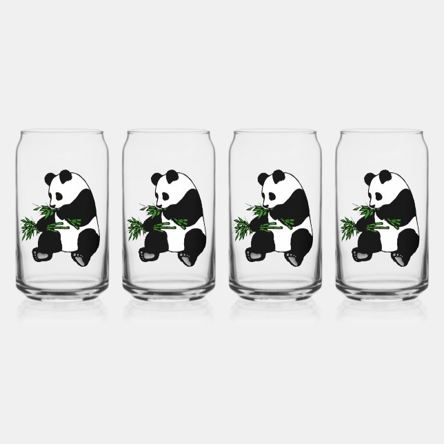 Verre Canette Panda géant mange du bambou (Recto)