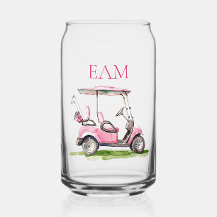 Verre Canette Panier de golf rose Preppy Monogramme