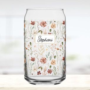 Verre Canette Papier Peint Fleur de Monogramme Aquarelle Vintage