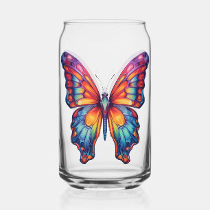 Verre Canette Papillon Bleu Orange Ailes
