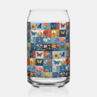 Papillon Coloré et Fleurs Sauvages Patchwork