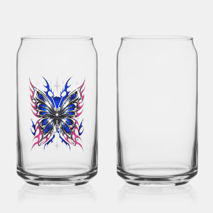 Verre Canette Papillon métallique bleu rose flammes – Gothique