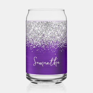 Verre Canette Parties scintillant argentée Indigo Purple Glam No