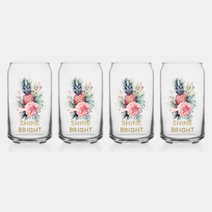 Verre Canette Parties scintillant d'or tropical ananas brillant