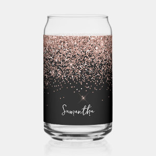 Verre Canette Parties scintillant or Rose brillant sur noir