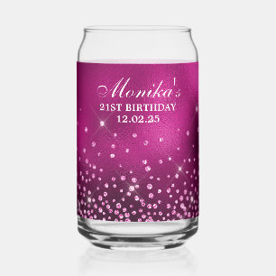 Verre Canette Parties scintillant rose chaud Pink Foil 21e anniv