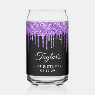 Verre Canette Parties scintillant violette Lits Noir 21e anniver