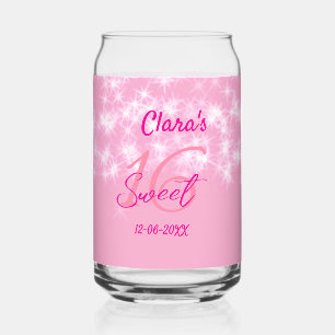 Verre Canette Pastel bébé rose doux 16 anniversaire ajouter nom 