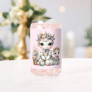 Verre Canette Pastel Kawaii Licorne Duo Mère Fille Rose