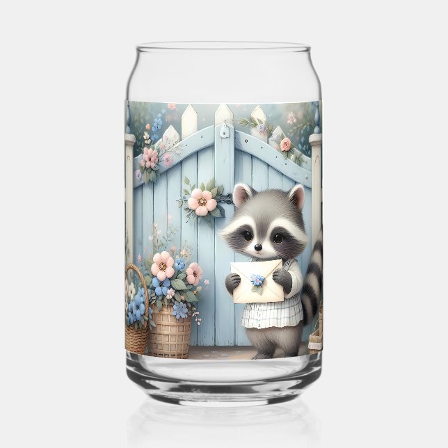 Verre Canette Pastel Raccoon Letter Garden (Recto)