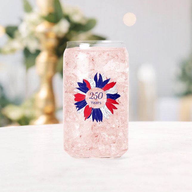 Verre Canette Patriotic 4th of July Floral 250 Anniversary USA (Insitu (Mariage))