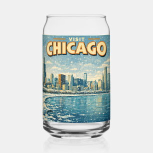 Verre Canette Paysage de Chicago et lac Michigan en hiver