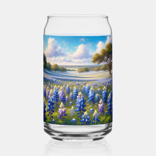Verre Canette Paysage de prairie aux bleuets du Texas