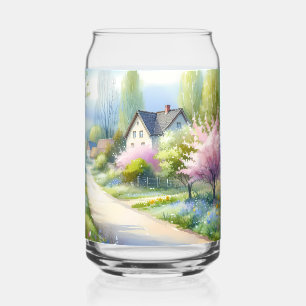 Verre Canette Paysage enchanteur de campagne aux fleurs 