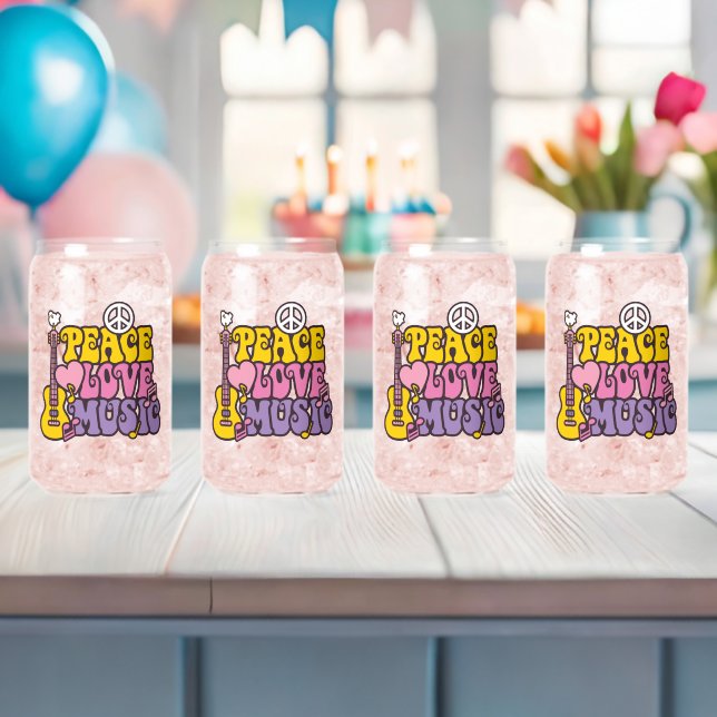 Verre Canette Peace, Love, And Music Glasses (Insitu (Baby Shower))