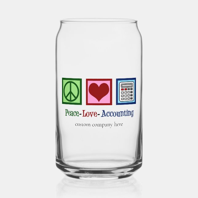 Verre Canette Peace Love Comptable sur mesure Société comptable (Recto)