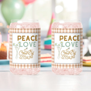 Verre Canette Peace Love et Country Music
