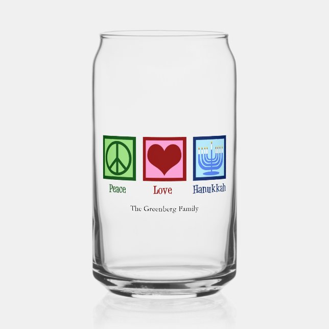 Verre Canette Peace Love Hanukkah Cute Custom (Recto)