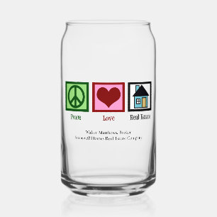 Verre Canette Peace Love Immobilier Cute Custom Realtor