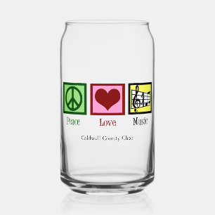 Verre Canette Peace Love Musique Custom Cute Musicien