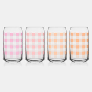 Verre Canette Peach En vichy Motif rose