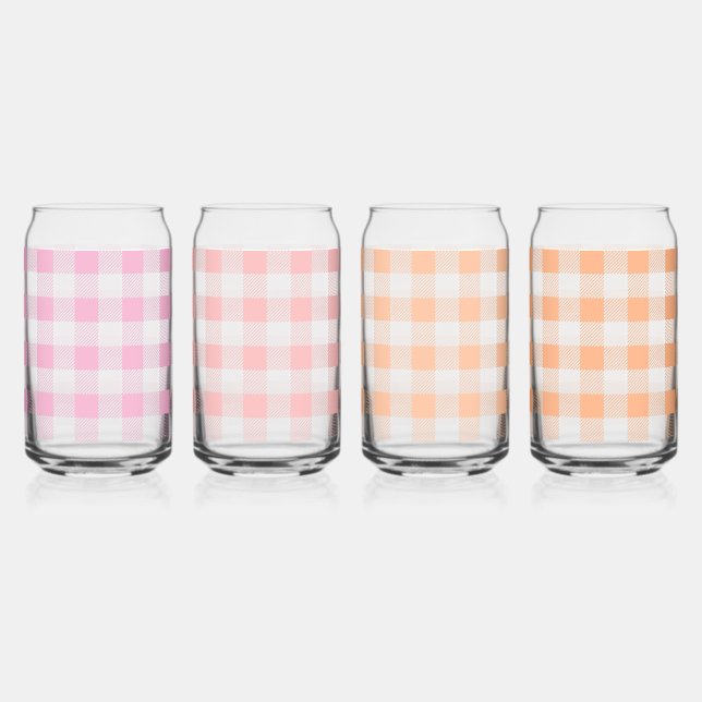 Verre Canette Peach En vichy Motif rose (Recto)