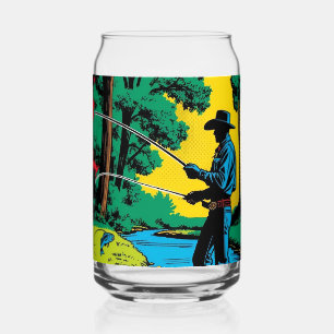Verre Canette Pêcheur sur Riverbank Beer Can