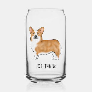 Verre Canette Pembroke Welsh Corgi Rouge Chien Mignon Avec Nom P