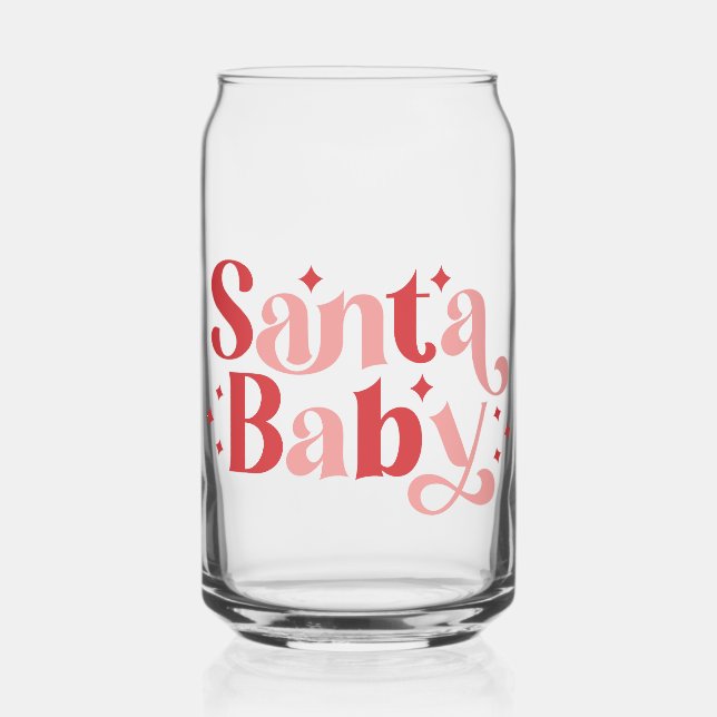 Verre Canette Père Noël Baby - Typographie de Noël rétro (Recto)