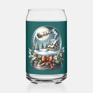 Verre Canette Père Noël Sleigh Ride in Snow Globe Wonderland