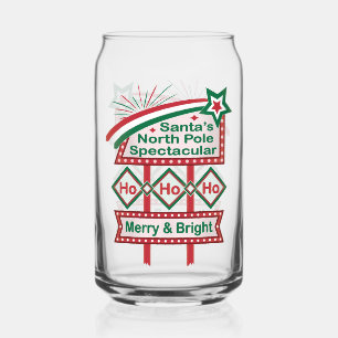 Verre Canette Père Noël's Retro Marquee - Ho Ho Ho Joyeux et lum