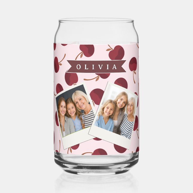 Verre Canette Personalized Aesthetic Cherry Pattern Name Gift (Recto)