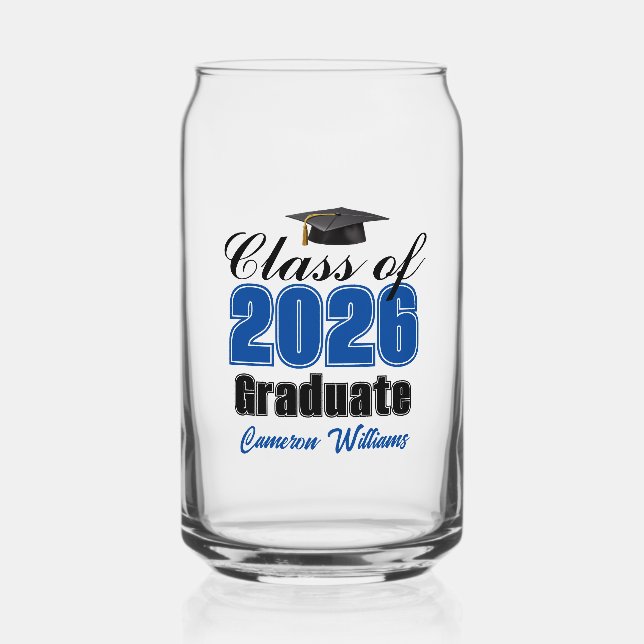 Verre Canette Personalized Blue Class of 2026 Graduation (Recto)