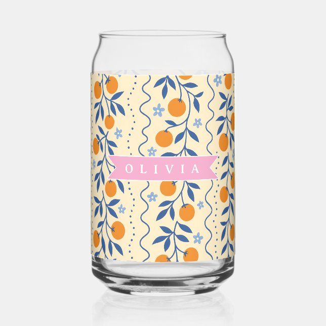 Verre Canette Personalized cute retro citrus folk pattern (Recto)
