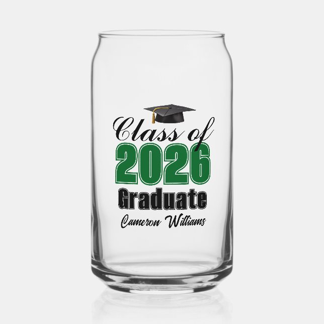 Verre Canette Personalized Green Class of 2026 Graduation (Recto)
