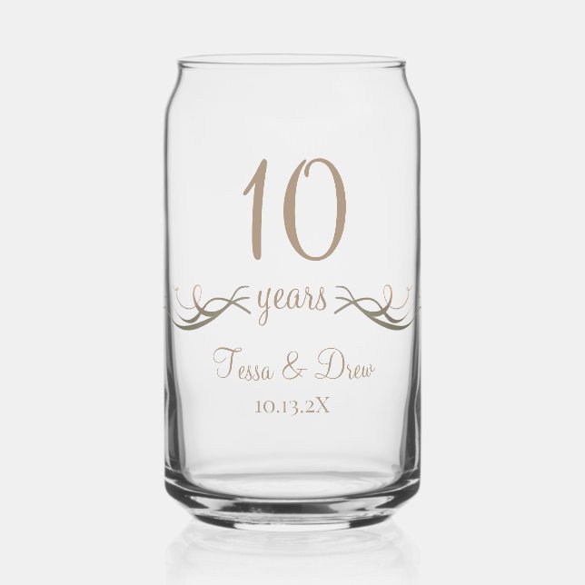 Verre Canette Personalized Modern 10th Anniversary Keepsake Gift (Recto)