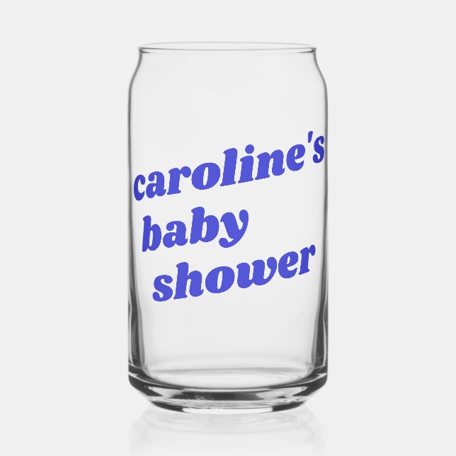 Verre Canette Personalized Modern Blue Retro Favor Baby Shower  (Recto)