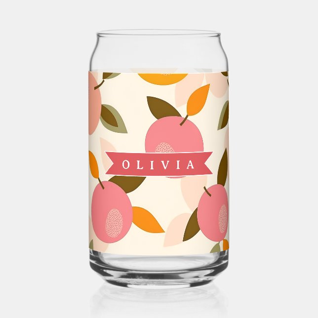 Verre Canette Personalized Peach Pattern Cute Retro Summer (Recto)